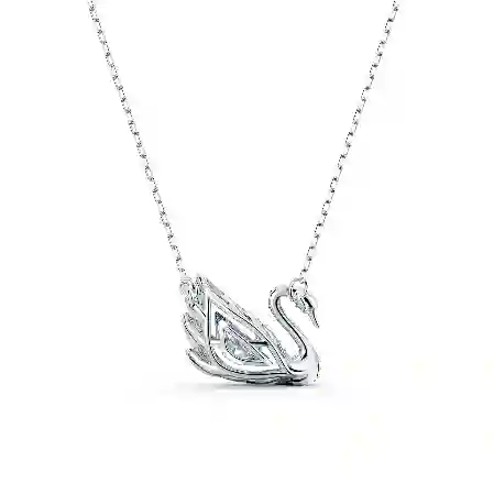Resim Dancing Swan Kolye, Kuğu, Beyaz, Rodyum kaplama