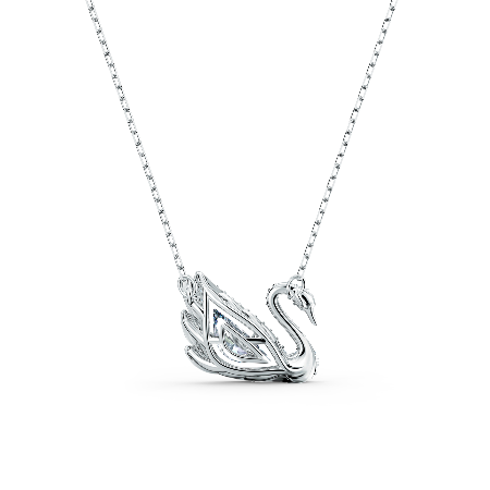 Resim Dancing Swan Kolye, Kuğu, Beyaz, Rodyum kaplama