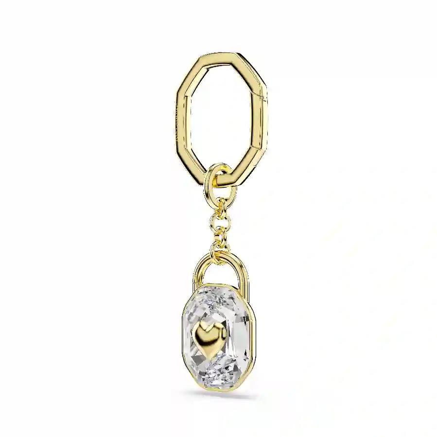 Resim Anahtarlık, Oval kesim, Beyaz, Altın rengi kaplama