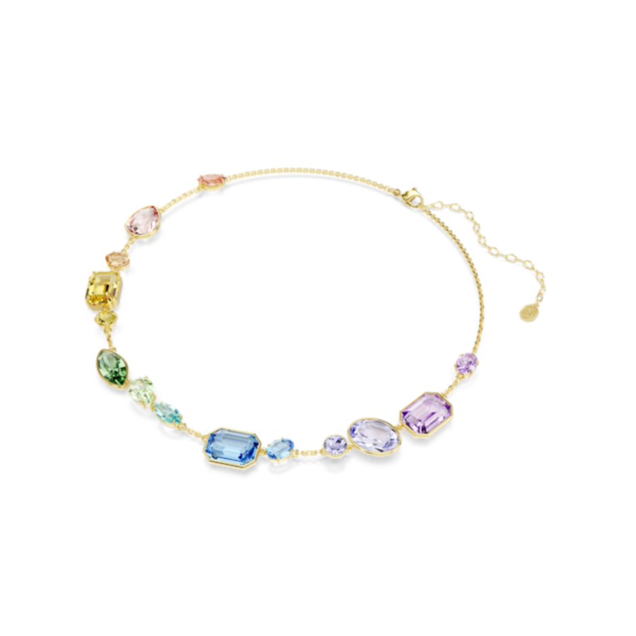 Resim Gema Kolye, Karışık kesimler, Çok renkli, Altın rengi kaplama