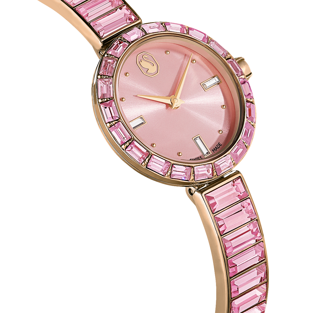 Resim Matrix Bangle Saat, İsviçre Üretimi, Kristal bileklik, Pembe, Pembe altın rengi yüzey