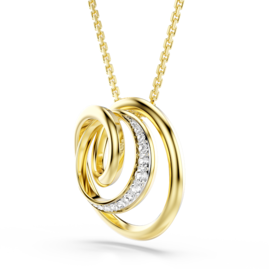 Resim Hyperbola Kolye, Yuvarlak kesim, Beyaz, Altın rengi kaplama