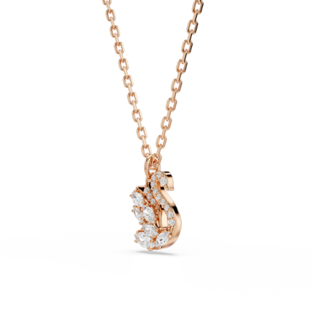 Resim Swan Kolye, Karışık kesimler, Kuğu, Beyaz, Pembe altın rengi kaplama