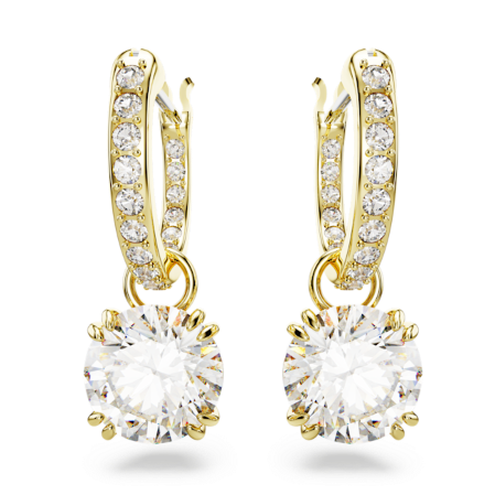 Resim Constella damla küpeler, Yuvarlak kesim, Beyaz, Altın rengi kaplama