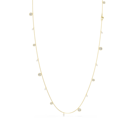 Resim Una Angelic Dizi Kolye, Kristal inci, Yuvarlak kesim, Beyaz, Altın rengi kaplama