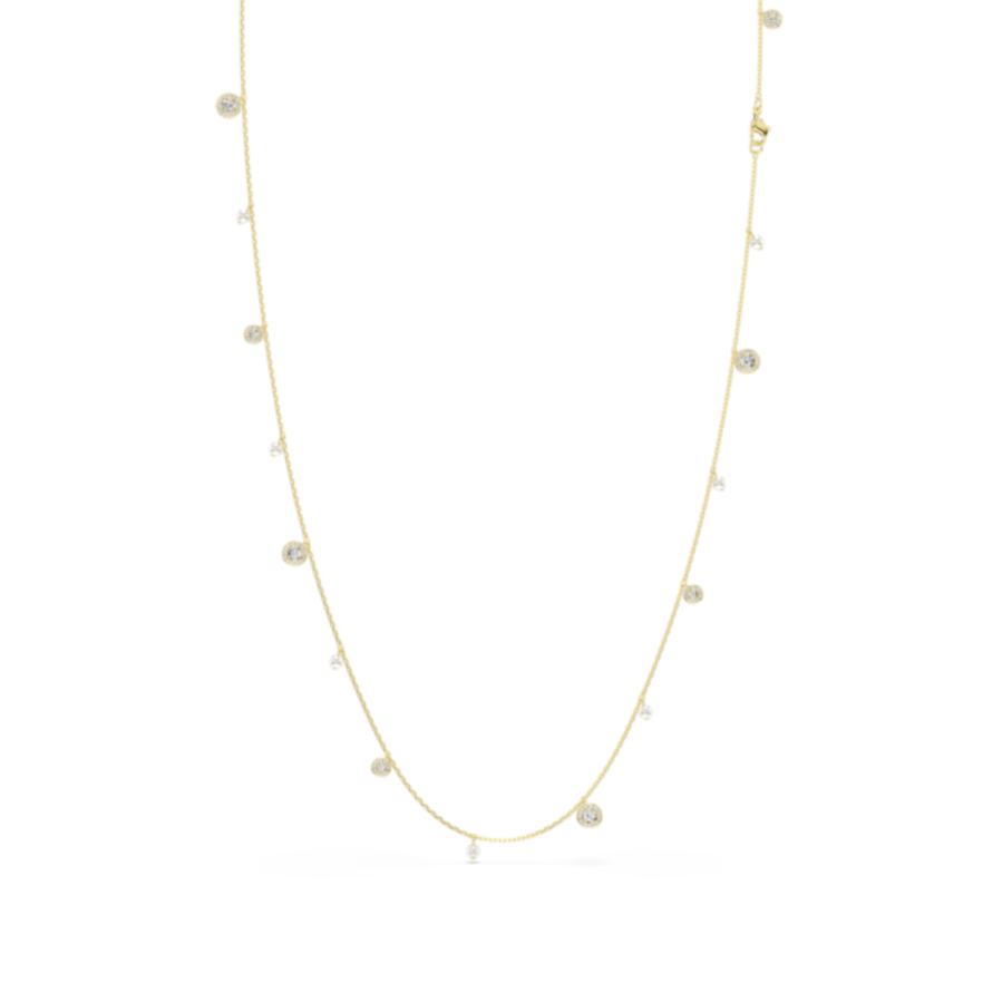 Resim Una Angelic Dizi Kolye, Kristal inci, Yuvarlak kesim, Beyaz, Altın rengi kaplama