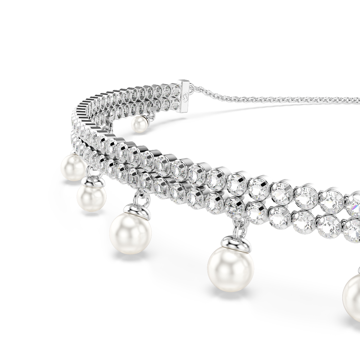 Resim Ariana Grande x Swarovski Gerdanlık, Kristal inci, Yuvarlak kesim, Beyaz, Rodyum kaplama