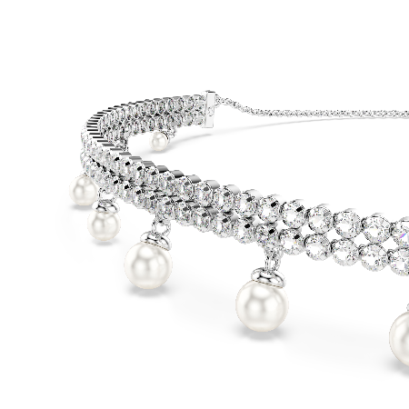 Resim Ariana Grande x Swarovski Gerdanlık, Kristal inci, Yuvarlak kesim, Beyaz, Rodyum kaplama