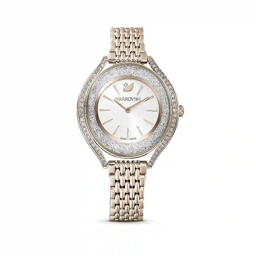 Resim Crystalline Aura Saat, İsviçre Üretimi, Metal bileklik, Altın Rengi, Şampanya altın rengi yüzey