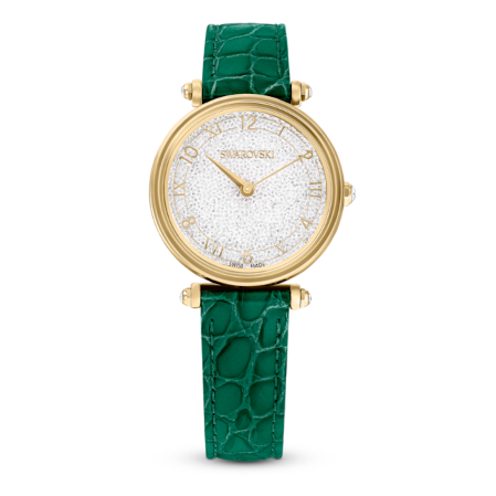 Resim Crystalline wonder Saat, İsviçre Üretimi, Deri kayış, Yeşil, Altın rengi yüzey