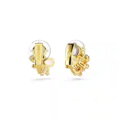 Resim Gema Klipsli Küpeler, Karışık kesimler, Çiçek, Pembe, Altın rengi kaplama