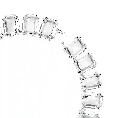 Resim Millenia Tennis kolye, Büyük kristaller, Sekizgen kesim, Beyaz, Rodyum kaplama