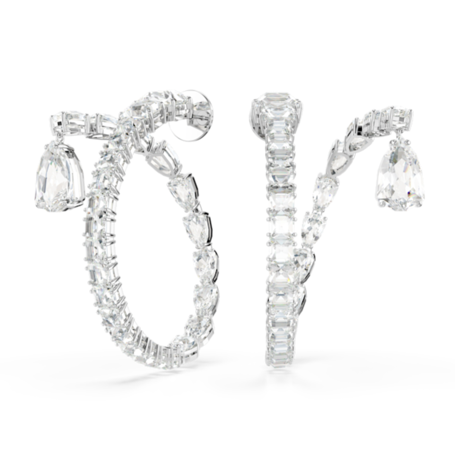 Resim Matrix halka küpeler, Karışık kesimler, Beyaz, Rodyum kaplama