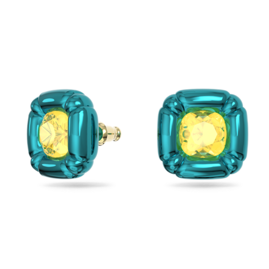 Resim Dulcis düğme Küpeler, Yastık kesim, Mavi