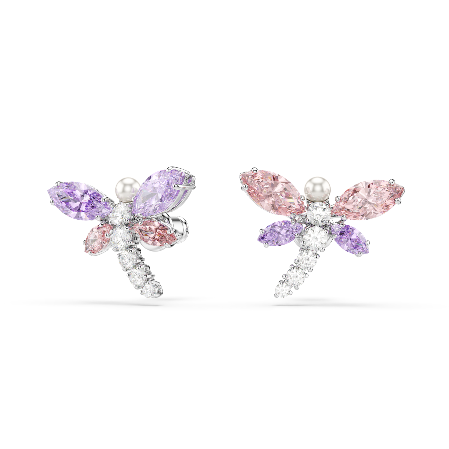 Resim Ariana Grande x Swarovski düğme Küpeler, Karışık kesimler, Yusufçuk, Çok renkli, Rodyum kaplama