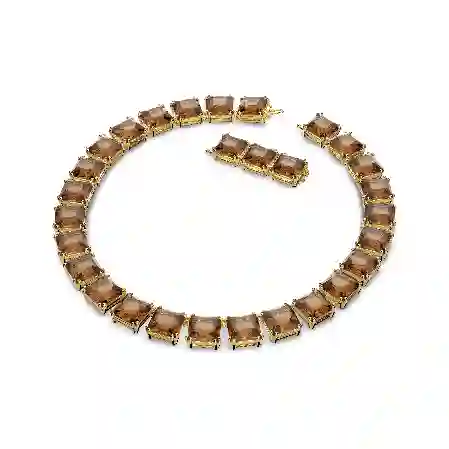 Resim Millenia Kolye, Kare kesim, Kahverengi, Altın rengi kaplama