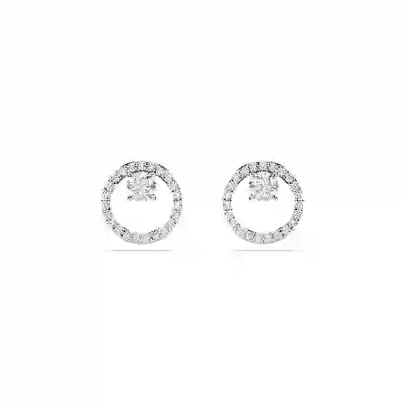 Resim Constella düğme Küpeler, Yuvarlak kesim, Beyaz, Rodyum kaplama