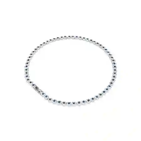 Resim Una Angelic Tennis kolye, Yuvarlak kesim, Mavi, Rodyum kaplama