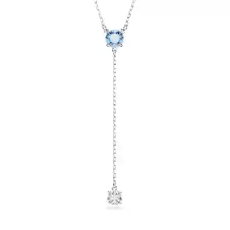 Resim Stilla Attract Y-Kolye, Yuvarlak kesim, Mavi, Rodyum kaplama