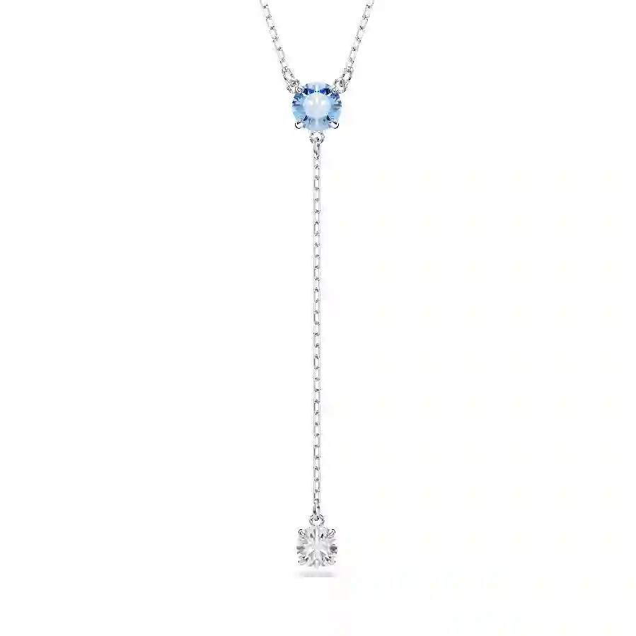 Resim Stilla Attract Y-Kolye, Yuvarlak kesim, Mavi, Rodyum kaplama