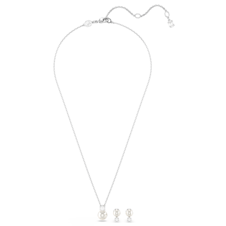 Resim Matrix Set, Kristal inci, Yuvarlak kesim, Beyaz, Rodyum kaplama