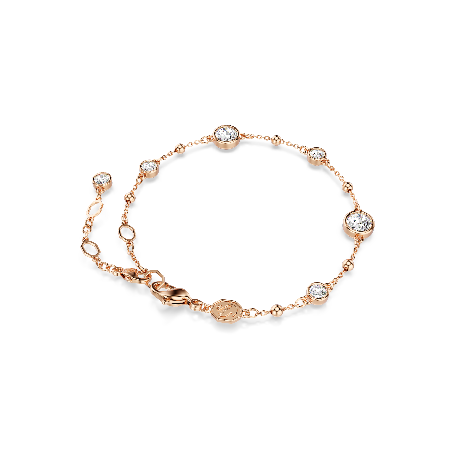 Resim Imber Bileklik, Yuvarlak kesim, Beyaz, Pembe altın rengi kaplama