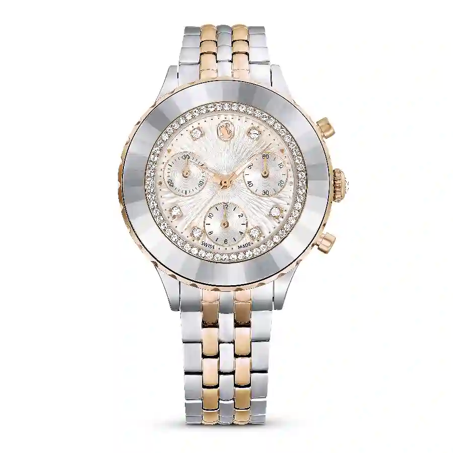 Resim Octea Chrono Saat, İsviçre Üretimi, Metal bileklik, Rose Altın tonu, Karışık metal yüzey