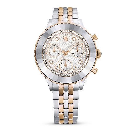 Resim Octea Chrono Saat, İsviçre Üretimi, Metal bileklik, Rose Altın tonu, Karışık metal yüzey