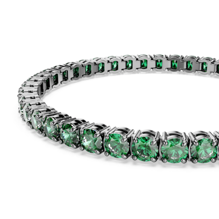 Resim Matrix Tennis bileklik, Yuvarlak kesim, Yeşil, Rutenyum kaplama