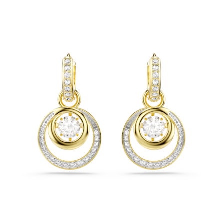 Resim Hyperbola damla küpeler, Yuvarlak kesim, Beyaz, Altın rengi kaplama