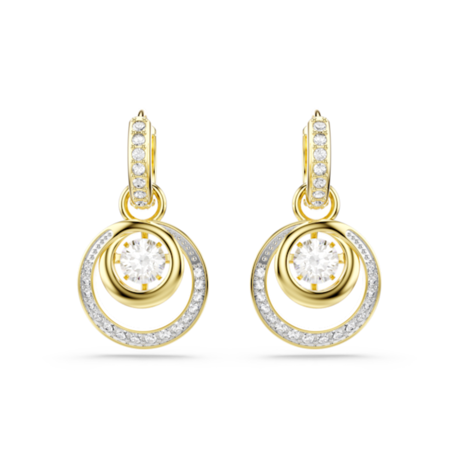 Resim Hyperbola damla küpeler, Yuvarlak kesim, Beyaz, Altın rengi kaplama