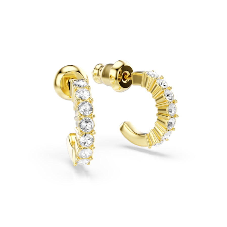 Resim Halka küpeler, Yuvarlak kesim, Beyaz, Altın rengi kaplama