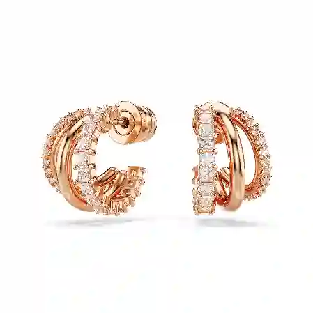 Resim Hyperbola halka küpeler, Karışık kesimler, Mini, Beyaz, Pembe altın rengi kaplama