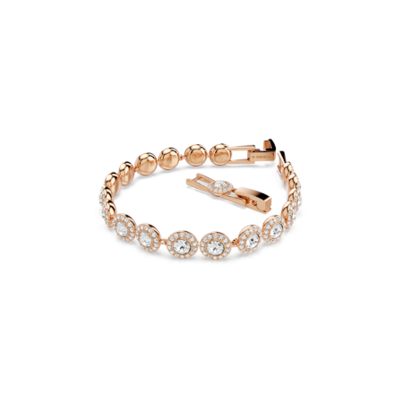 Resim Angelic Tennis bileklik, Yuvarlak kesim, Pavé, Orta, Beyaz, Pembe altın rengi kaplama