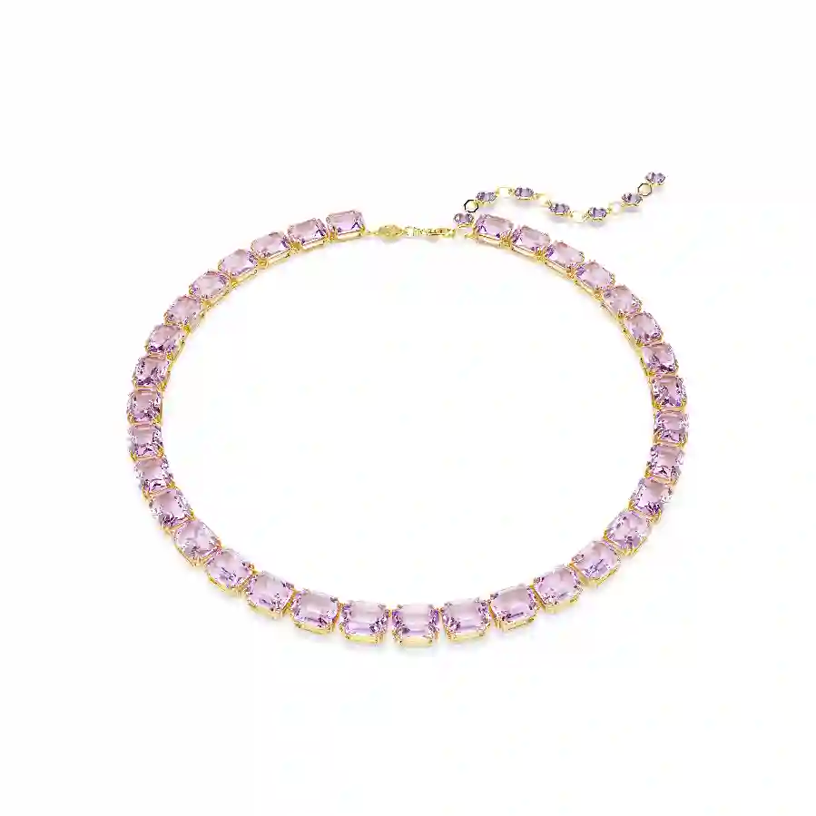 Resim Millenia Tennis kolye, Sekizgen kesim, Mor, Altın rengi kaplama