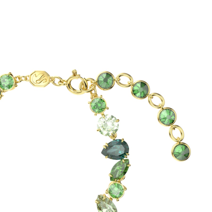 Resim Gema Bileklik, Karışık kesimler, Yeşil, Altın rengi kaplama