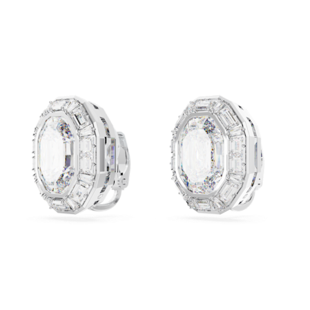 Resim Mesmera Klipsli Küpeler, Sekizgen kesim, Beyaz, Rodyum kaplama