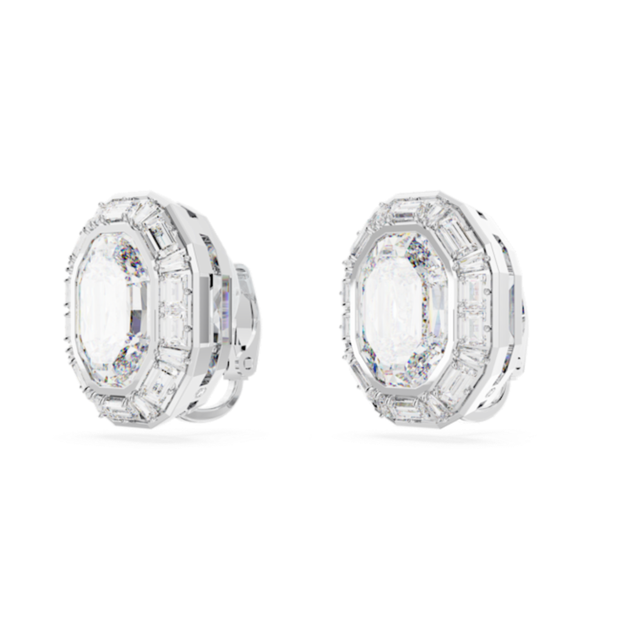 Resim Mesmera Klipsli Küpeler, Sekizgen kesim, Beyaz, Rodyum kaplama