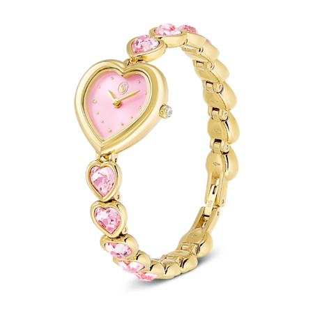 Resim Idyllia Heart Saat, Kristal bileklik, Pembe, Altın rengi yüzey