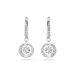 Resim Swarovski Sparkling Dance damla küpeler, Yuvarlak kesim, Beyaz, Rodyum kaplama