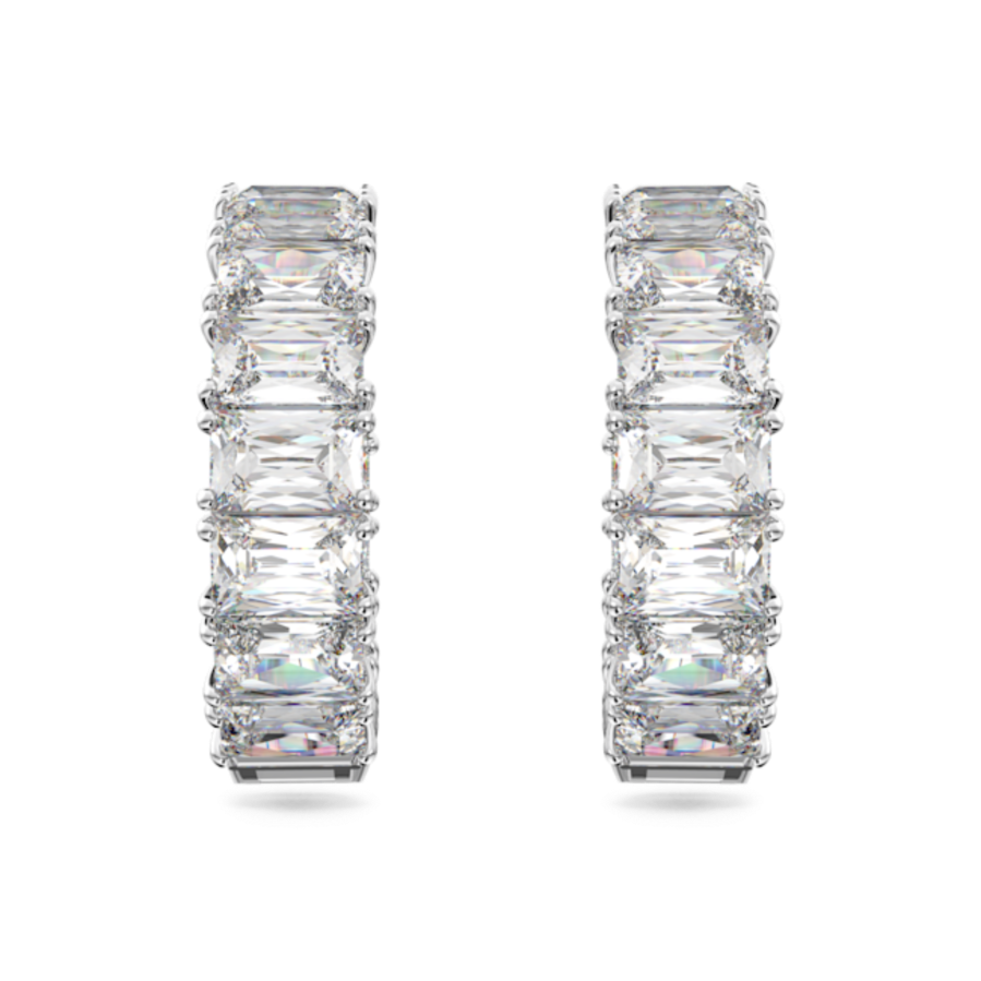 Resim Millenia halka küpeler, Sekizgen kesim, Beyaz, Rodyum kaplama