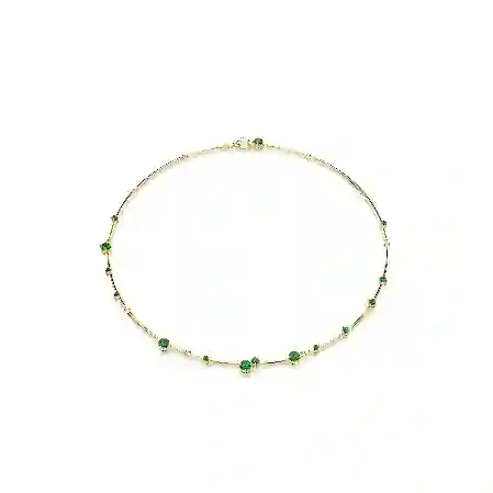 Resim Constella Kolye, Karışık yuvarlak kesimler, Yeşil, Altın rengi kaplama