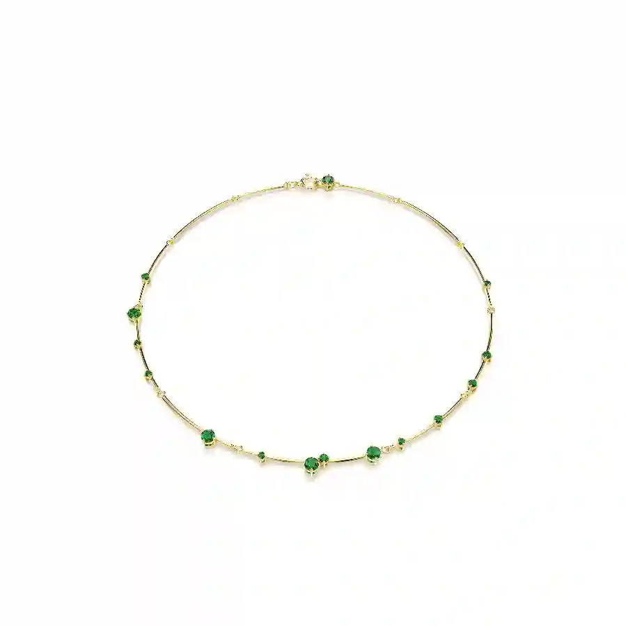 Resim Constella Kolye, Karışık yuvarlak kesimler, Yeşil, Altın rengi kaplama