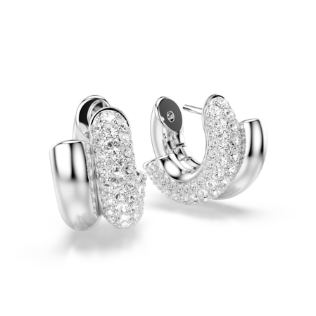 Resim Dextera halka küpeler, Yuvarlak kesim, Mini, Beyaz, Rodyum kaplama