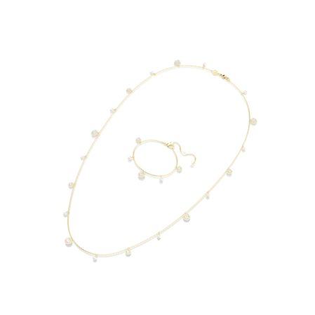 Resim Una Angelic Dizi Kolye, Kristal inci, Yuvarlak kesim, Beyaz, Altın rengi kaplama