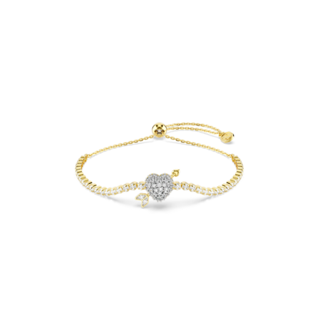 Resim Idyllia Bileklik, Karışık kesimler, Oklu kalp, Beyaz, Altın rengi kaplama