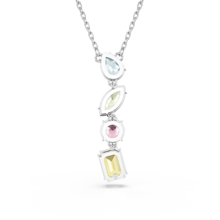 Resim Gema Y Kolye Ucu, Karışık kesimler, Çok renkli, Rodyum kaplama