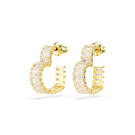 Resim Matrix halka küpeler, Baget kesim, Kalp, Küçük, Beyaz, Altın rengi kaplama