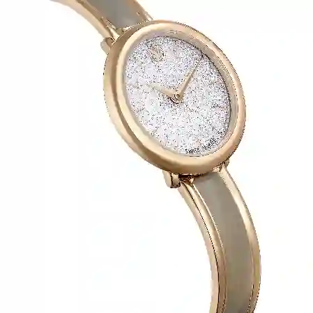 Resim Crystalline Bangle Saat, İsviçre Üretimi, Metal bileklik, Bej, Pembe altın rengi yüzey