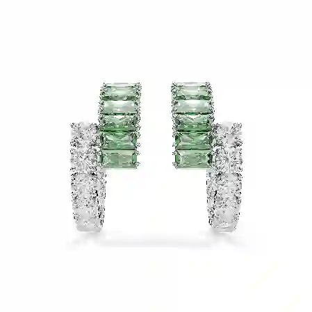 Resim Matrix halka küpeler, Karışık kesimler, Yeşil, Rodyum kaplama